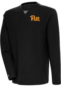 Antigua Pitt Panthers Mens Black Team Long Sleeve Crew Sweatshirt