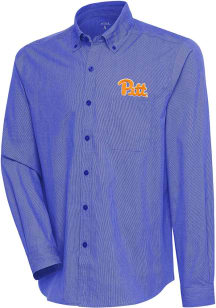 Antigua Pitt Panthers Mens Blue Team Design Long Sleeve Dress Shirt