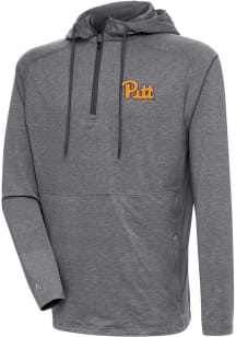 Antigua Pitt Panthers Mens Grey Team Design Long Sleeve Hoodie