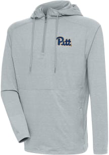 Antigua Pitt Panthers Mens Grey Team Logo Long Sleeve Hoodie