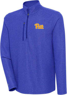 Antigua Pitt Panthers Mens Blue Team Design Long Sleeve Qtr Zip Pullover