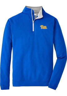 Peter Millar Pitt Panthers Mens Blue Team Long Sleeve Qtr Zip Pullover