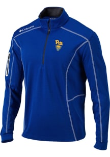 Columbia Pitt Panthers Mens Blue Team Long Sleeve Qtr Zip Pullover