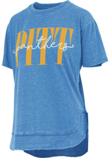 Pressbox Pitt Panthers Womens Blue Team Design Script Short Sleeve T-Shirt