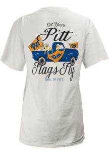 Pitt Panthers Womens White Team Design Short Sleeve T-Shirt