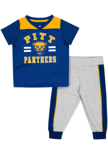 Colosseum Pitt Panthers Infant Blue Team Set Top and Bottom