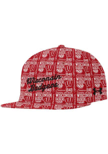 Under Armour Wisconsin Badgers Red Gameday Armourfuse Structured Flatbill Mens Snapback Hat