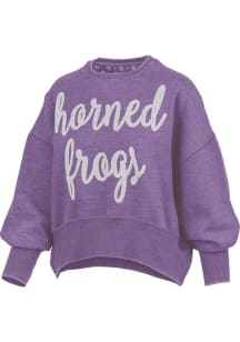 Pressbox TCU Horned Frogs Womens Purple Chelsea Youngstown Crew Sweatshirt