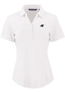 Cutter and Buck Carolina Panthers Womens White Mono Forge Eco Polo Short Sleeve Polo Shirt