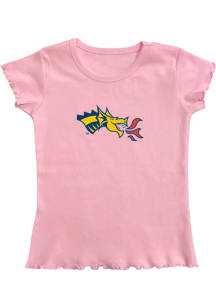 Drexel Dragons Girls Pink Lettuce Edge Short Sleeve Fashion T-Shirt