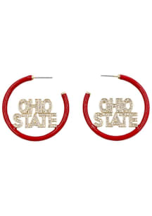 Ohio State Buckeyes Pave Enamel Hoop Womens Earrings
