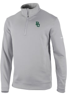 Columbia Baylor Bears Mens Grey Heat Seal Omni Wick Wickhams Hills Long Sleeve Qtr Zip Pullover