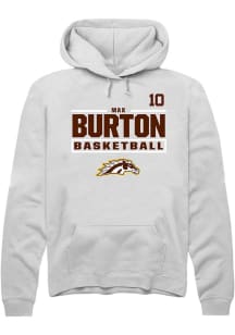 Max Burton Western Michigan Broncos Mens White NIL Stacked Box Player Hood
