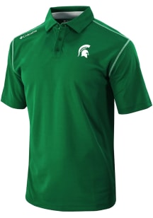 Columbia Michigan State Spartans Mens Green Heat Seal Omni Wick Shotgun Short Sleeve Polo