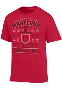 Champion Maryland Terrapins Red Hannukkah Short Sleeve T Shirt