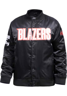 Pro Standard Portland Trail Blazers Mens Black Classic Satin Light Weight Jacket