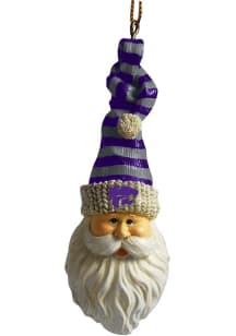 K-State Wildcats Santa with Knit Cap Ornament - Purple