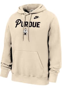 Nike Purdue Boilermakers Mens Natural Club Fleece Long Sleeve Hoodie