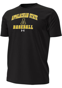 Under Armour Appalachian State Mountaineers Black Baseball Performance Short Sleeve T Shirt