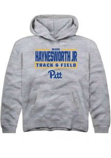 Mark  Jr Haynesworth Rally Pitt Panthers Youth NIL Stacked Box Long Sleeve Player Hoodie Grey