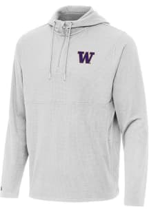 Antigua Washington Huskies Mens Ash Connected Short Sleeve Qtr Zip