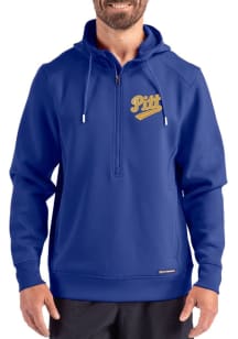 Cutter and Buck Pitt Panthers Mens Blue Vault Roam Hood