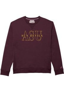 League Arizona State Sun Devils Mens Maroon Emebroidered Initials 1991 Long Sleeve Crew Sweatshirt