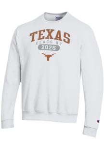 Champion Texas Longhorns Mens White Class of 2026 Powerblend Long Sleeve Crew Sweatshirt