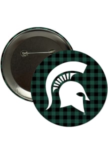 Michigan State Spartans 3" Plaid Button - Green