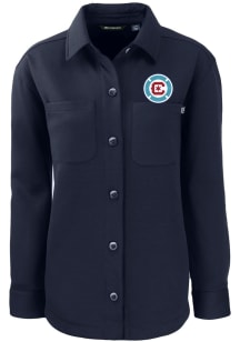 Cutter and Buck Chicago Fire Womens Navy Blue Roam Shirt Light Weight Jacket