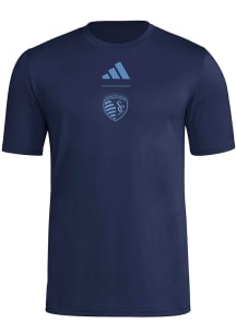 Adidas Sporting Kansas City Navy Blue Jersey Hook Short Sleeve T Shirt