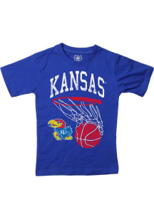 Wes and Willy Kansas Jayhawks Youth Blue Jayhawk Hoop Short Sleeve T-Shirt