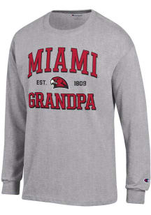 Champion Miami RedHawks Grey Est. Date Grandpa Jersey Long Sleeve T Shirt