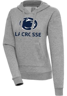 Antigua Penn State Nittany Lions Womens Grey Heather Lacrosse  Victory Hooded Sweatshirt