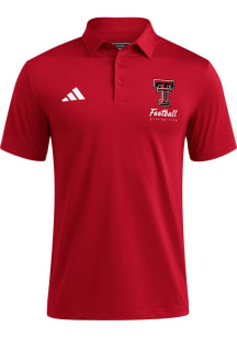 Adidas Texas Tech Red Raiders Mens Red Football Ultimate365 Football Short Sleeve Polo
