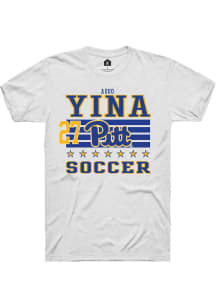 Adoo Yina Pitt Panthers White NIL Striped Short Sleeve Player T Shirt