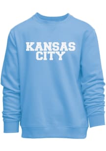 Kansas City Womens Blue chenille Kansas City appliqué Crew Sweatshirt