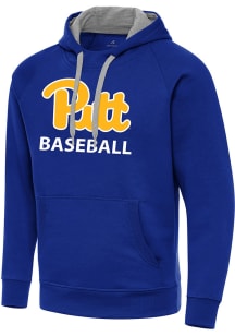Antigua Pitt Panthers Mens Blue Baseball Victory Long Sleeve Hoodie