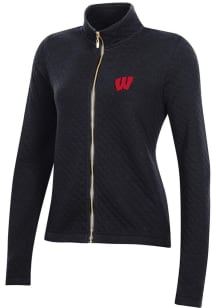 Gear for Sports Wisconsin Badgers Womens Black Relaxed Quilted Long Sleeve Full Zip Jacket