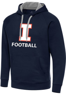 Antigua Illinois Fighting Illini Mens Navy Blue Football Victory Long Sleeve Hoodie