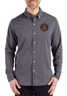 Cutter and Buck Atlanta United FC Mens Black Gingham LS Woven Long Sleeve Dress Shirt