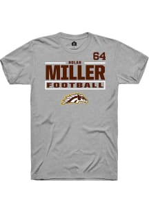 Nolan Miller Western Michigan Broncos Grey Football NIL Stacked Box Short Sleeve Player T Shirt