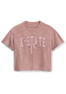 K-State Wildcats Womens Pink Arched Bow Short Sleeve T-Shirt