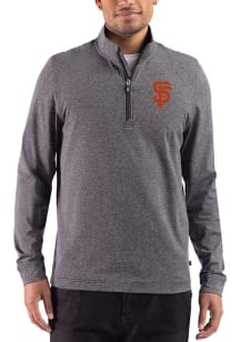 Cutter and Buck San Francisco Giants Mens Black Heather Team Adapt Big and Tall Qtr Zip