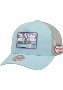 Mitchell and Ness Charlotte Hornets Full Court Fuel Trucker Adjustable Hat - Light Blue