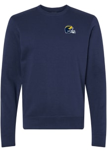 Michigan Wolverines Mens Navy Blue Helmet Long Sleeve Crew Sweatshirt