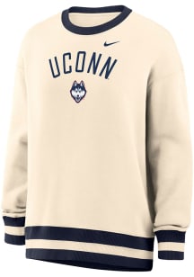 Nike UConn Huskies Womens Ivory Phoenix Oversized Crew Sweatshirt