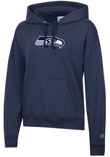 Champion Seattle Seahawks Womens Navy Blue Powerblend Hooded Sweatshirt