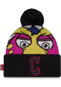 New Era Cleveland Guardians DL Mascot Pom Cuff Baby Knit Hat - Navy Blue