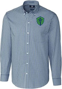 Cutter and Buck Seattle Sounders FC Mens Navy Blue Easy Care Stretch Big and Tall Dress Shirt